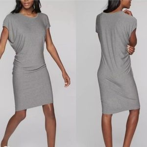 Athleta Women’s Draped Gray Asymmetrical Crewneck Shirt Dress Size M